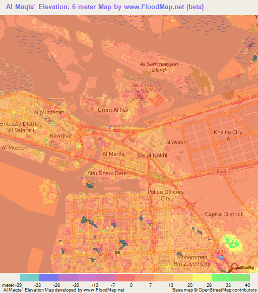 Al Maqta`,United Arab Emirates Elevation Map