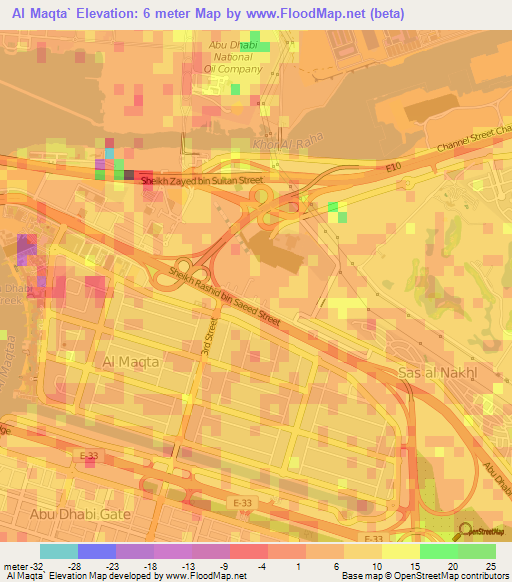 Al Maqta`,United Arab Emirates Elevation Map