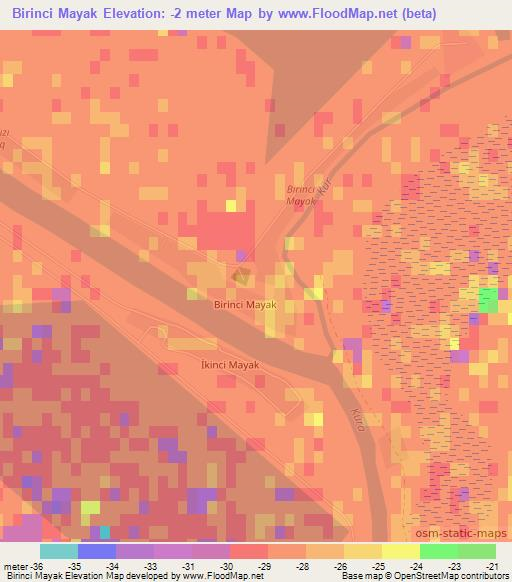 Birinci Mayak,Azerbaijan Elevation Map