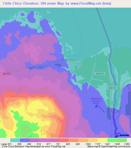 Chile Chico,Chile Elevation Map