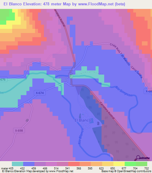 El Blanco,Chile Elevation Map