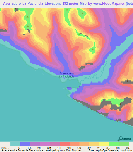 Aserradero La Paciencia,Chile Elevation Map