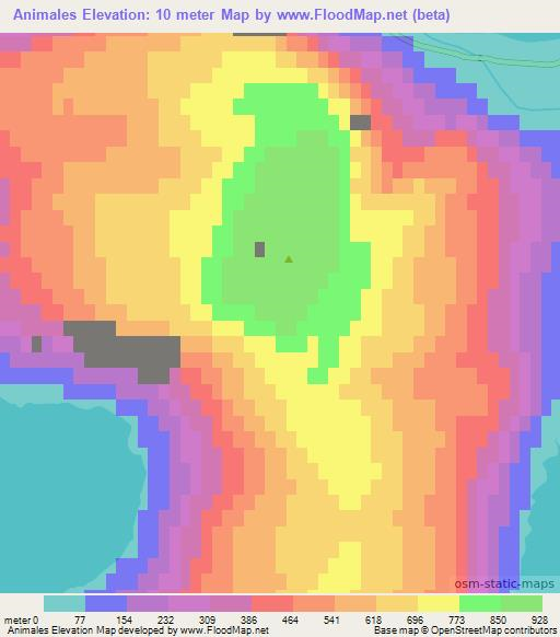Animales,Chile Elevation Map