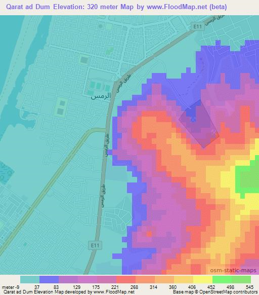Qarat ad Dum,United Arab Emirates Elevation Map