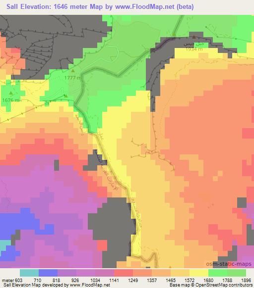 Sall,United Arab Emirates Elevation Map