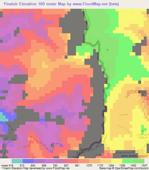 Yinainir,United Arab Emirates Elevation Map