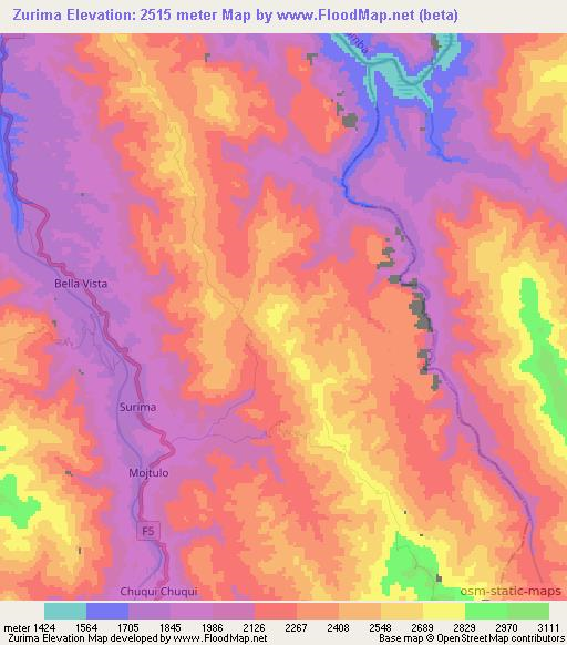 Zurima,Bolivia Elevation Map