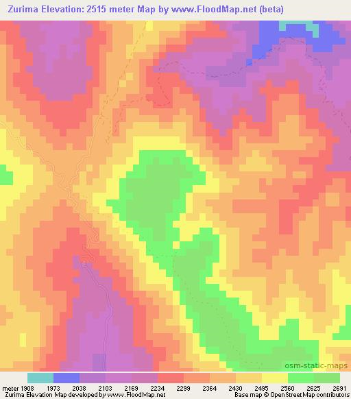 Zurima,Bolivia Elevation Map