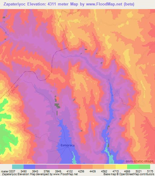 Zapateriyoc,Bolivia Elevation Map