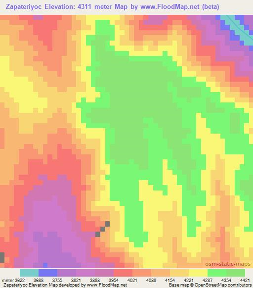 Zapateriyoc,Bolivia Elevation Map