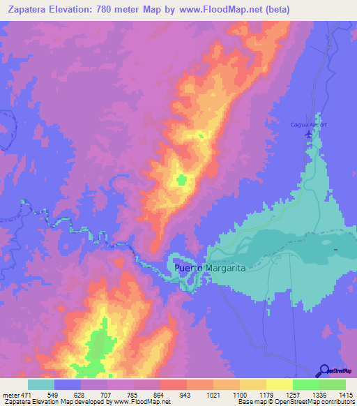Zapatera,Bolivia Elevation Map