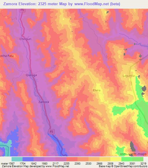 Zamora,Bolivia Elevation Map