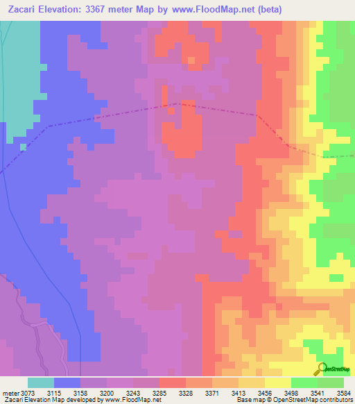 Zacari,Bolivia Elevation Map