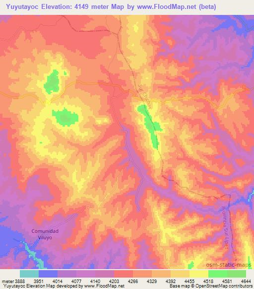 Yuyutayoc,Bolivia Elevation Map