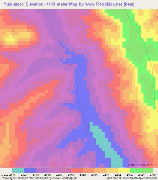 Yuyutayoc,Bolivia Elevation Map