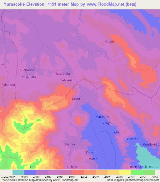 Yuruscolle,Bolivia Elevation Map