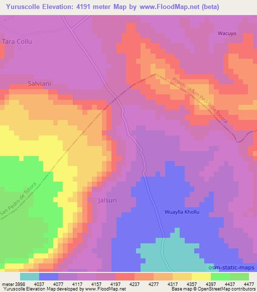 Yuruscolle,Bolivia Elevation Map