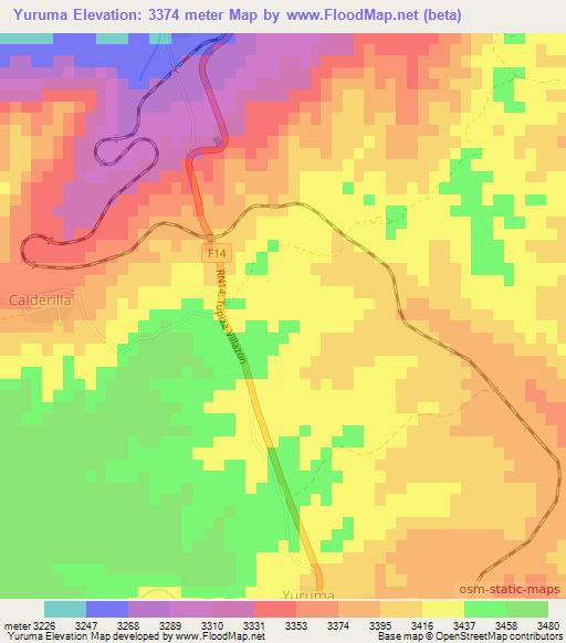Yuruma,Bolivia Elevation Map