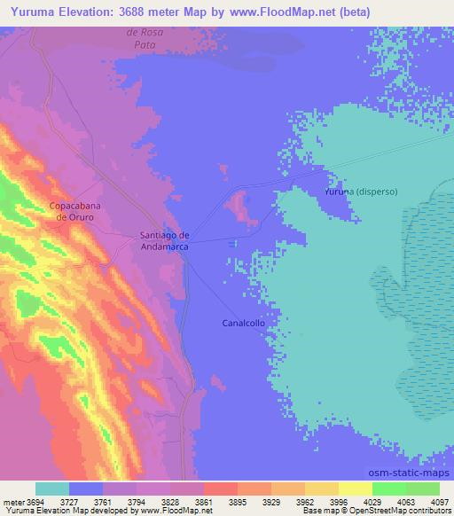 Yuruma,Bolivia Elevation Map