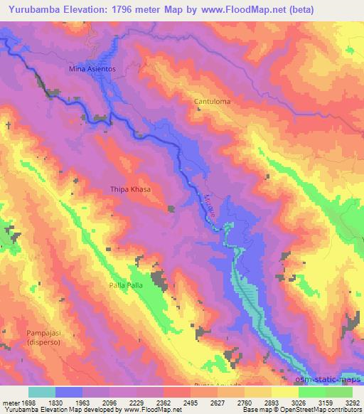 Yurubamba,Bolivia Elevation Map