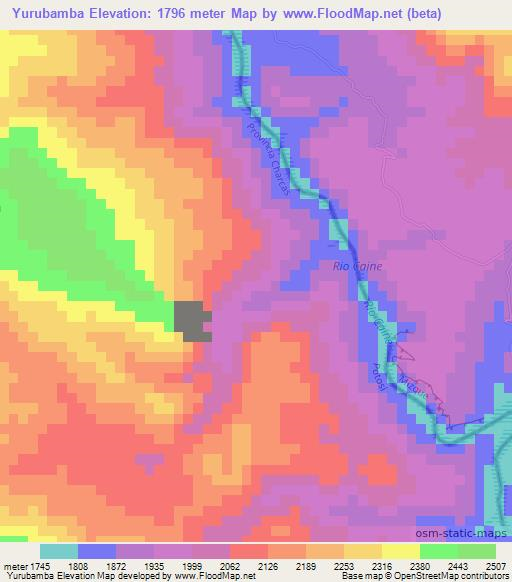 Yurubamba,Bolivia Elevation Map
