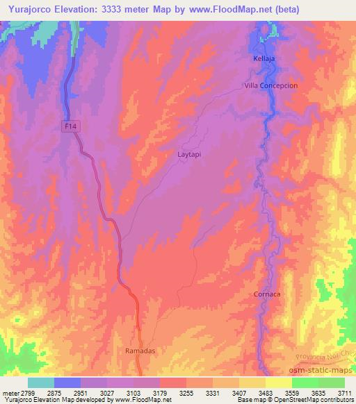 Yurajorco,Bolivia Elevation Map