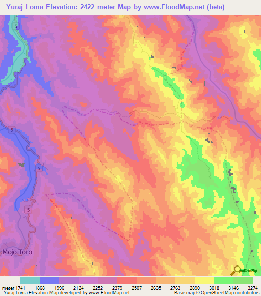 Yuraj Loma,Bolivia Elevation Map