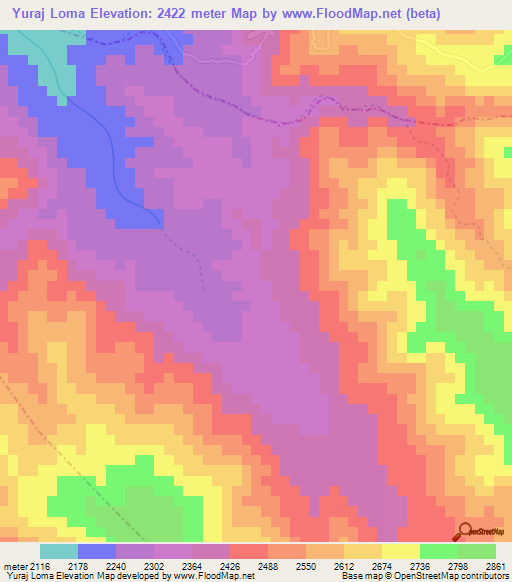 Yuraj Loma,Bolivia Elevation Map