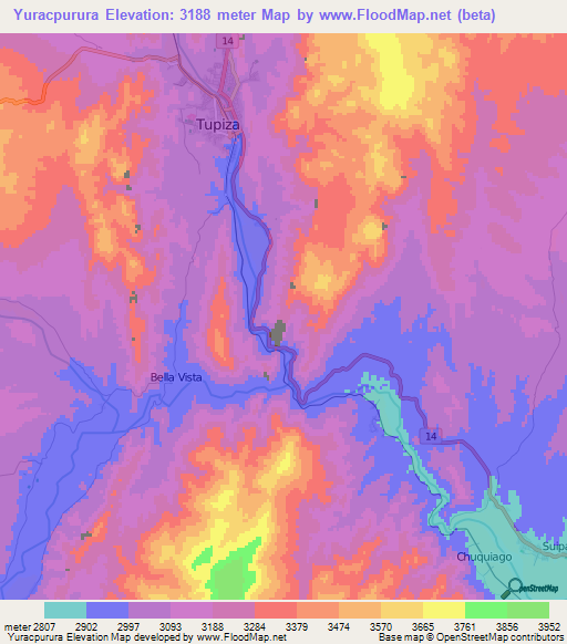 Yuracpurura,Bolivia Elevation Map