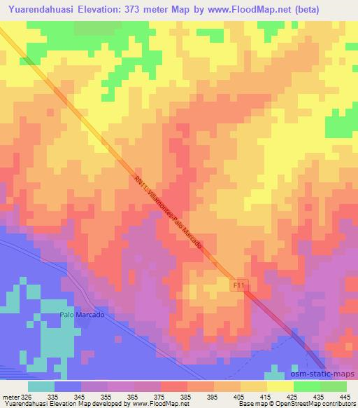 Yuarendahuasi,Bolivia Elevation Map