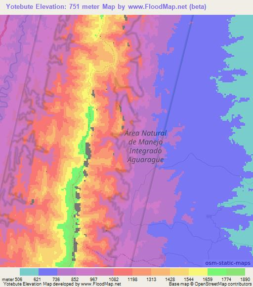 Yotebute,Bolivia Elevation Map