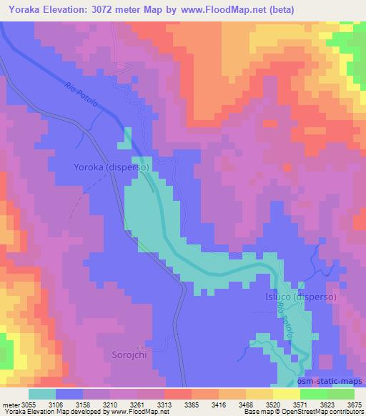 Yoraka,Bolivia Elevation Map