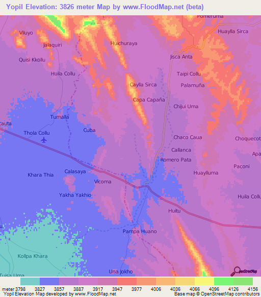 Yopil,Bolivia Elevation Map