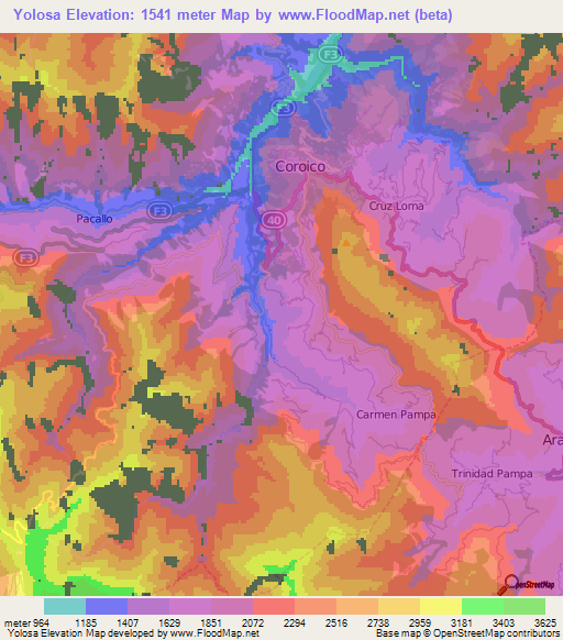 Yolosa,Bolivia Elevation Map