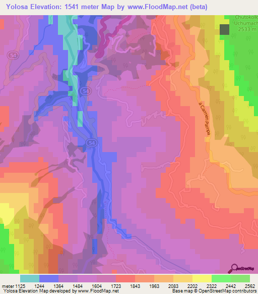 Yolosa,Bolivia Elevation Map