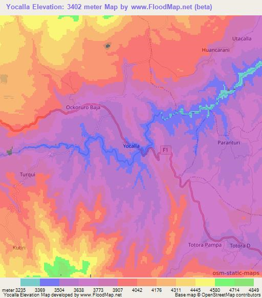 Yocalla,Bolivia Elevation Map