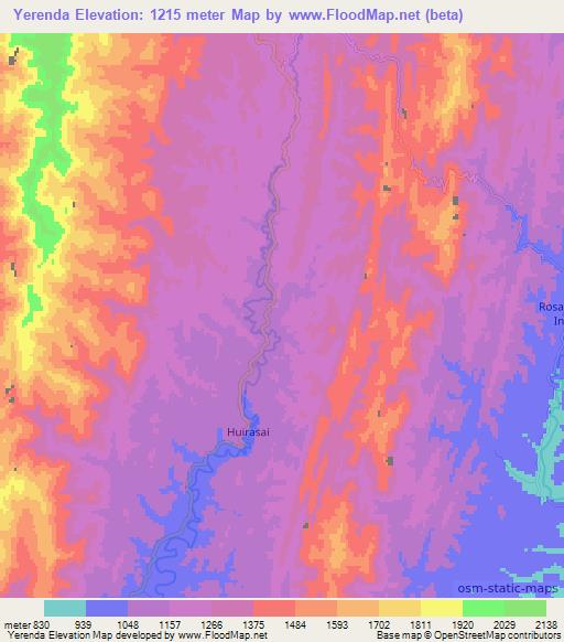 Yerenda,Bolivia Elevation Map