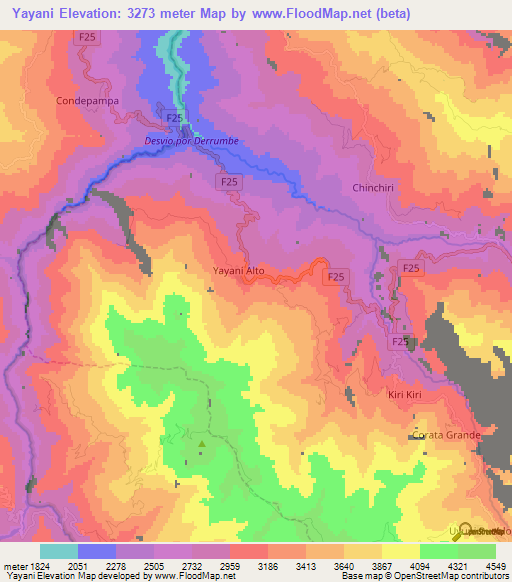 Yayani,Bolivia Elevation Map