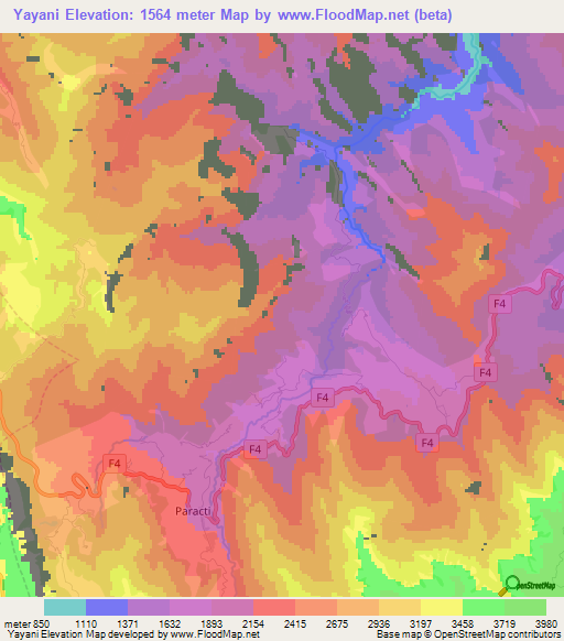 Yayani,Bolivia Elevation Map