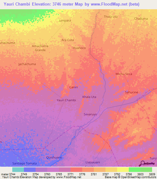 Yauri Chambi,Bolivia Elevation Map