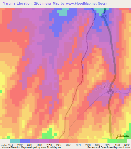 Yaruma,Bolivia Elevation Map