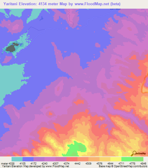 Yaritani,Bolivia Elevation Map