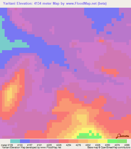 Yaritani,Bolivia Elevation Map