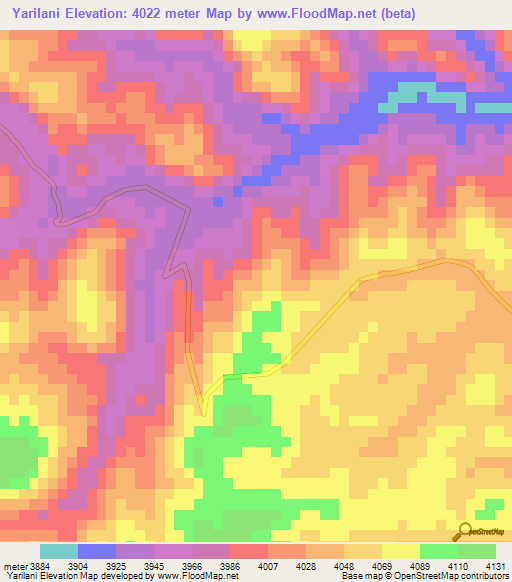 Yarilani,Bolivia Elevation Map