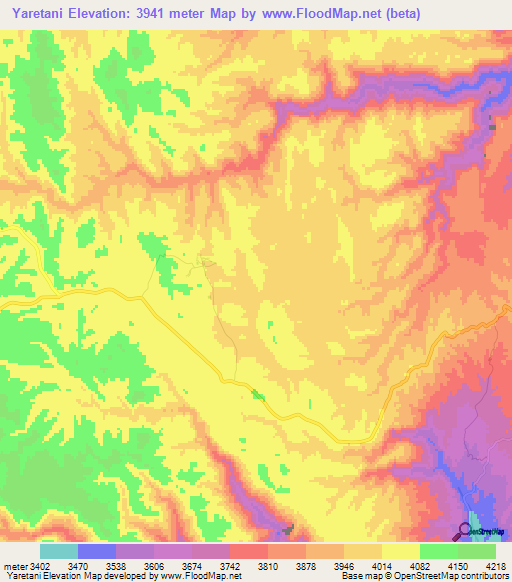 Yaretani,Bolivia Elevation Map