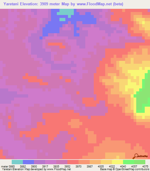 Yaretani,Bolivia Elevation Map