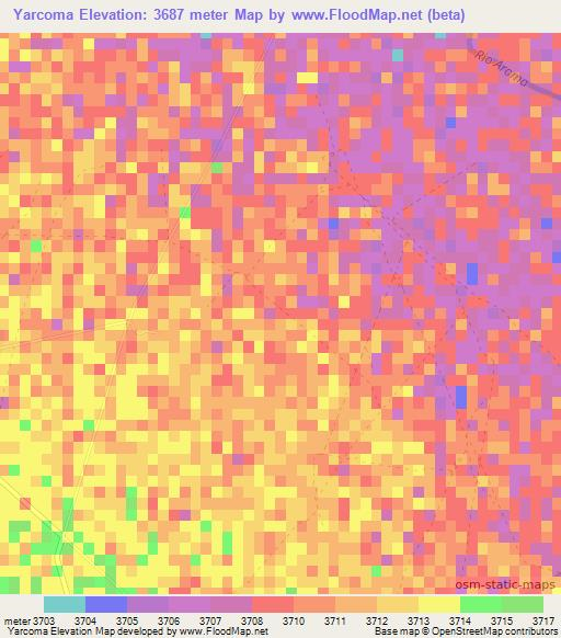 Yarcoma,Bolivia Elevation Map