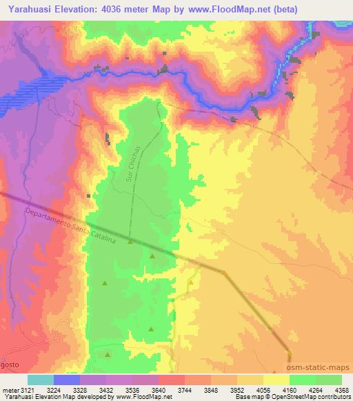 Yarahuasi,Bolivia Elevation Map