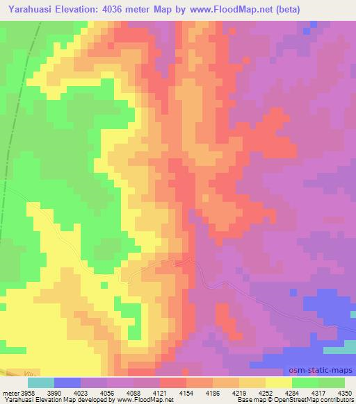Yarahuasi,Bolivia Elevation Map