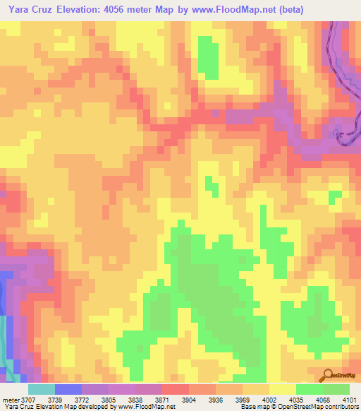 Yara Cruz,Bolivia Elevation Map